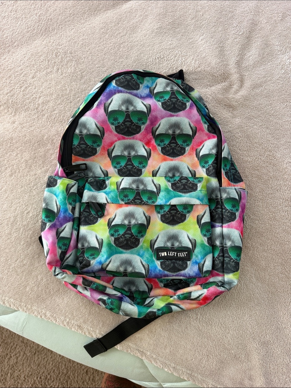 Two Left Feet Rainbow Pug Print Backpack - Multi